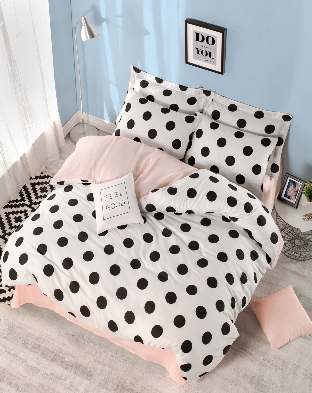 Lenjerie de pat pentru o persoana, Mixpuan - White, Salmon, Eponj Home, 65% bumbac/35% poliester