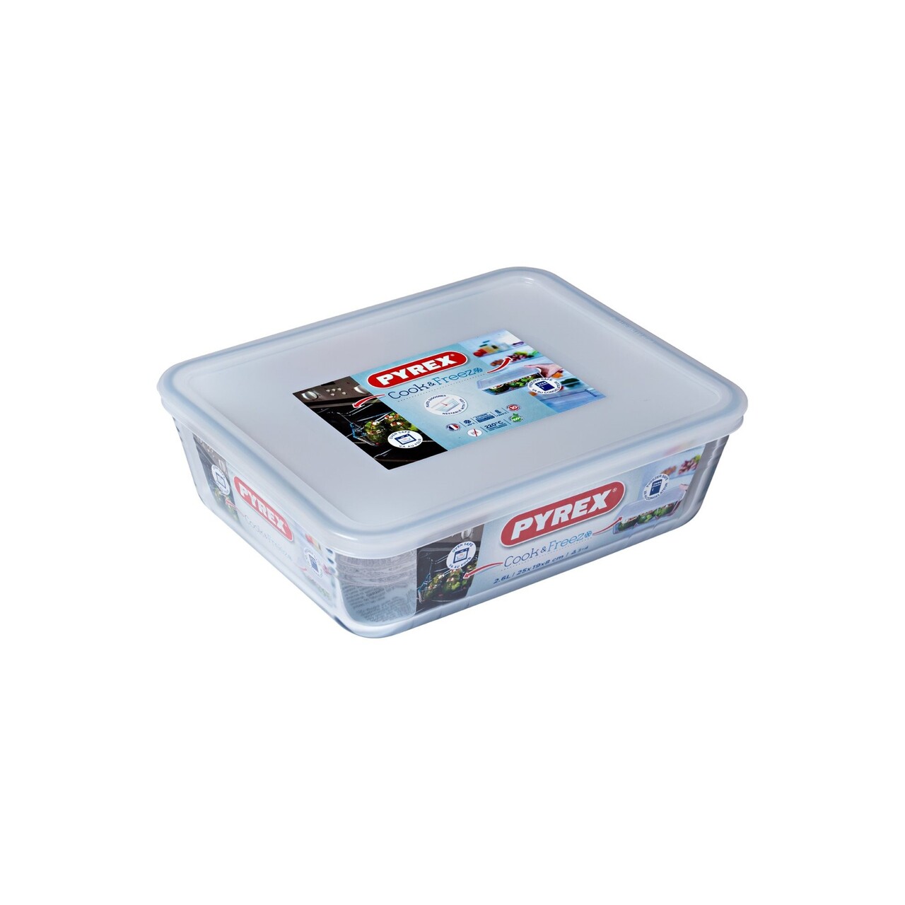 Caserola dreptunghiulara, din sticla termorezistenta, cu capac, 2,6L, "Cook&amp;Freeze" - Pyrex - imagine 5