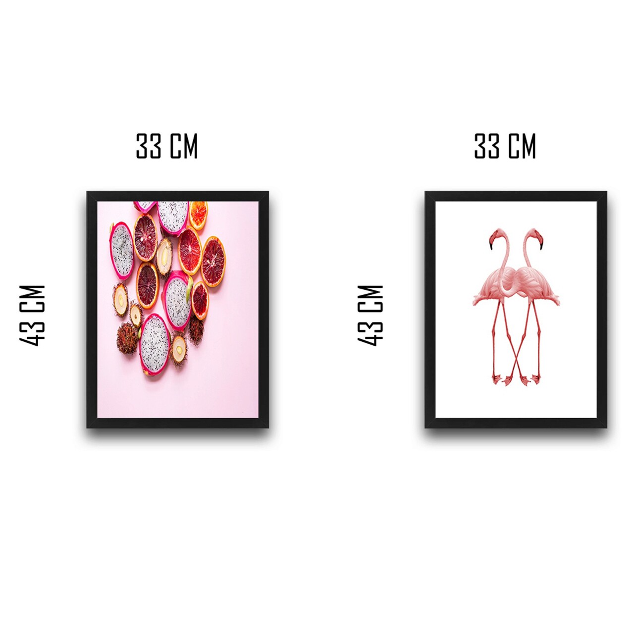 Set 2 tablouri decorative, Pink Fruit Set, PAL, Hartie, Multicolor