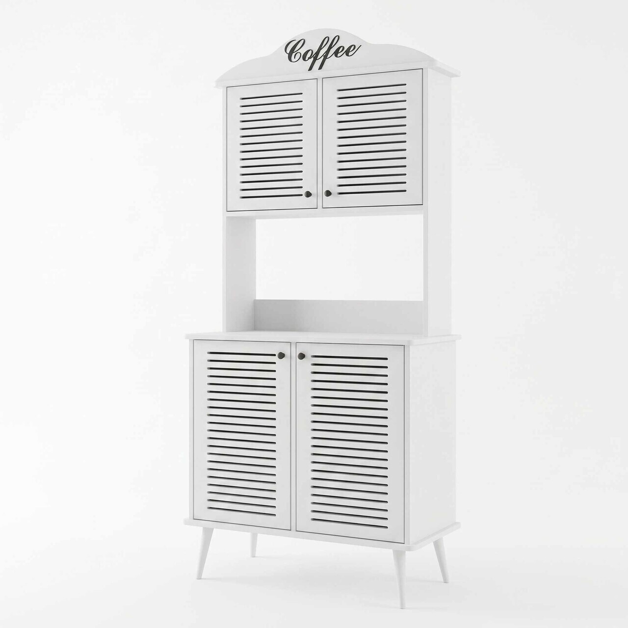 Dulap de bar pentru cafea, Hanah Home, Avior 90, 90x170x40 cm, MDF, Alb - view 4