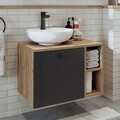 Dulap de baie cu chiuvetă, Hanah Home, 2452, 65x58x45 cm, MDF, Pin Atlantic / Antracit