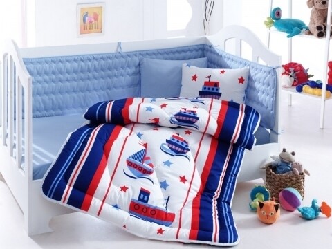 Set de pat pentru copii, 6 piese, 100% bumbac ranforce, cotton box, denizci