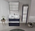 Dulap de baie cu oglindă, Hanah Home, Bari 80, Albastru marin mat