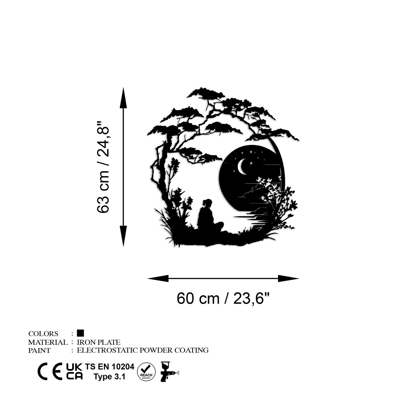 Decoratiune de perete, The Seclusion, Dimensiune: 63 x 60 cm, Negru - view 7