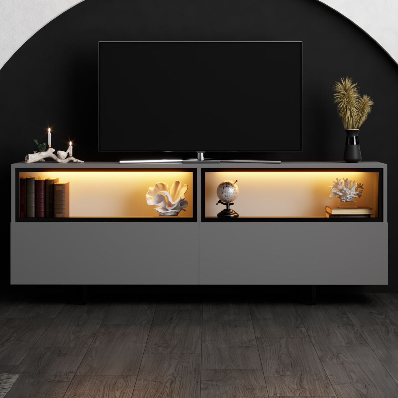 Comoda TV, Hanah Home, Ekol Up, 180x67x32 cm, Antracit - view 2
