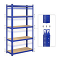 Set 2 rafturi modulare pentru depozitare, Songmics, max 875 kg, 90x40x180 cm, MDF/otel, albastru