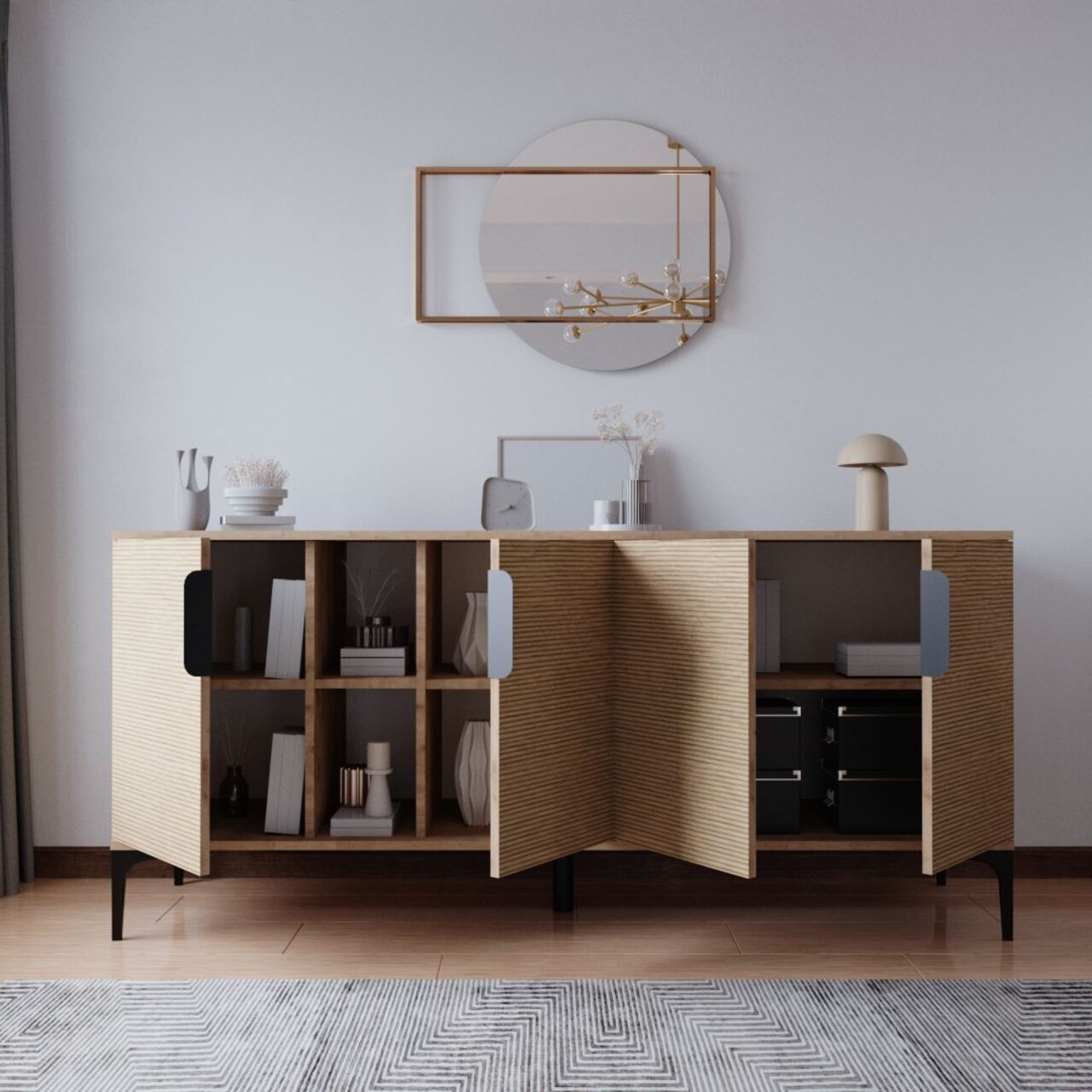Consola, Hanah Home, Tarz, 180x79x40 cm, Stejar - view 3