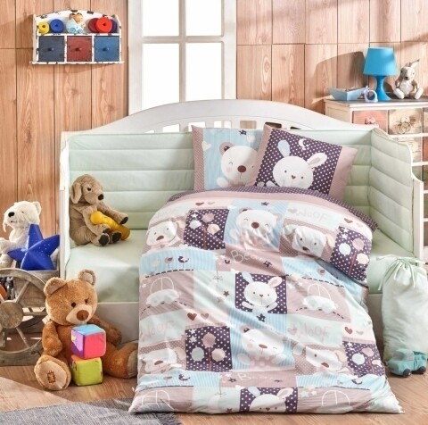Lenjerie de pat pentru copii, 4 piese, 100% bumbac poplin, Hobby, Snoopy, multicolor Hobby