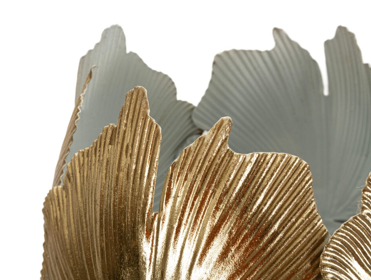 Vaza, Leaf Edge, Mauro Ferretti, fier, 17x47.5 cm, alb/auriu — imaginea 4