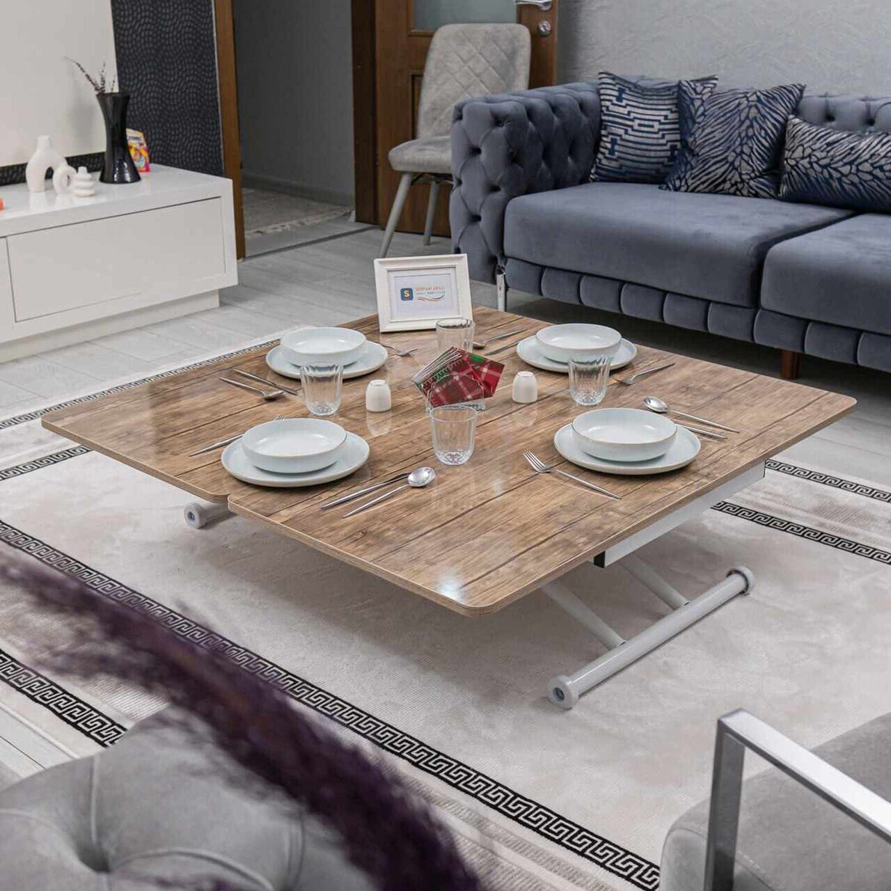 Masuta de cafea, Hanah Home, Juppo Ext, MDF, Antic / Alb — imaginea 3