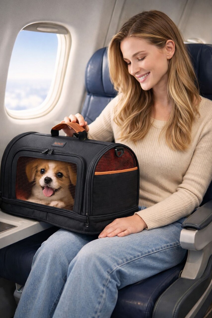 Geantă de transport pentru animale de companie, Paws &amp; Whiskers, Airline, Negru - imagine 2