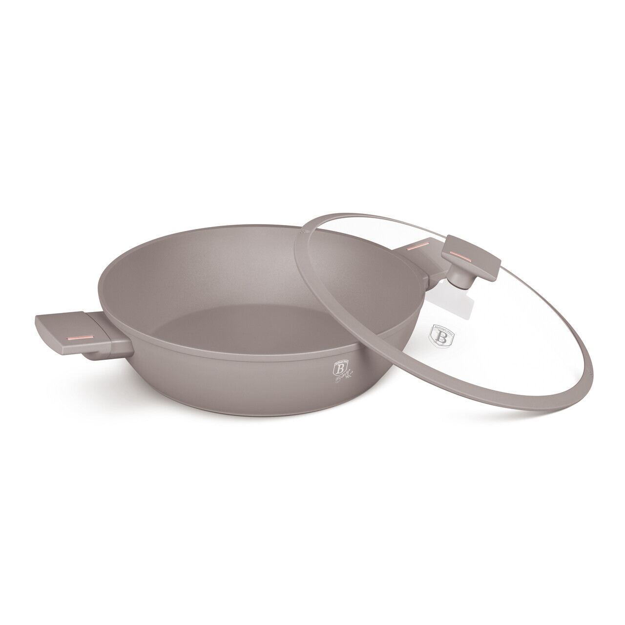 Oala cu capac Berlinger Haus, Taupe, 30 cm, 4.5 L, aluminiu forjat, taupe mat - imagine 3