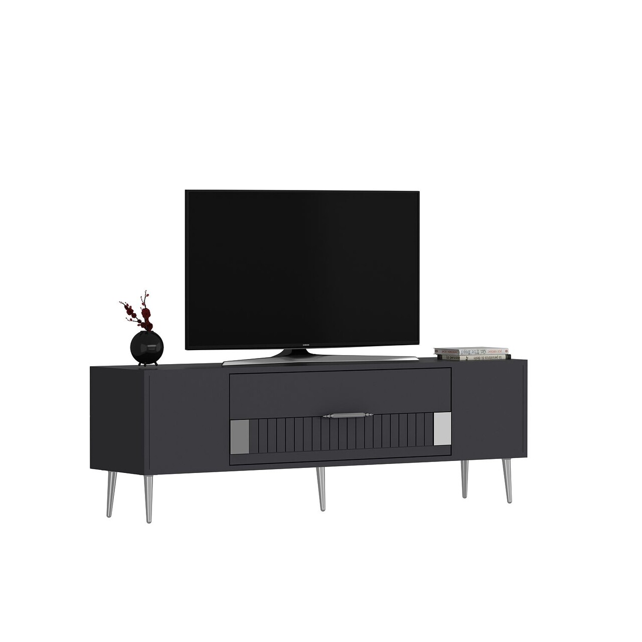 Comoda TV, Olivia, Dekolp4, Antracit / Argintiu - 2 | YEO