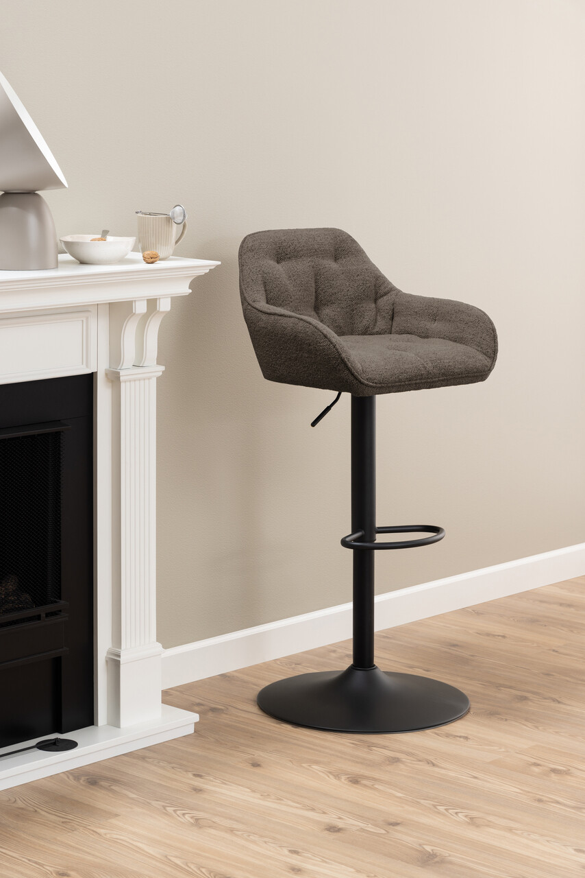 Scaun de bar Brooke, Actona, 52x52x109 cm, rotativ, tesatura Boucle/otel, grej - view 4