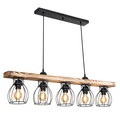Lustra Jazzy, Pakoworld, 100x12x75 cm, 5 x E27, 20W, lemn/metal, maro/negru