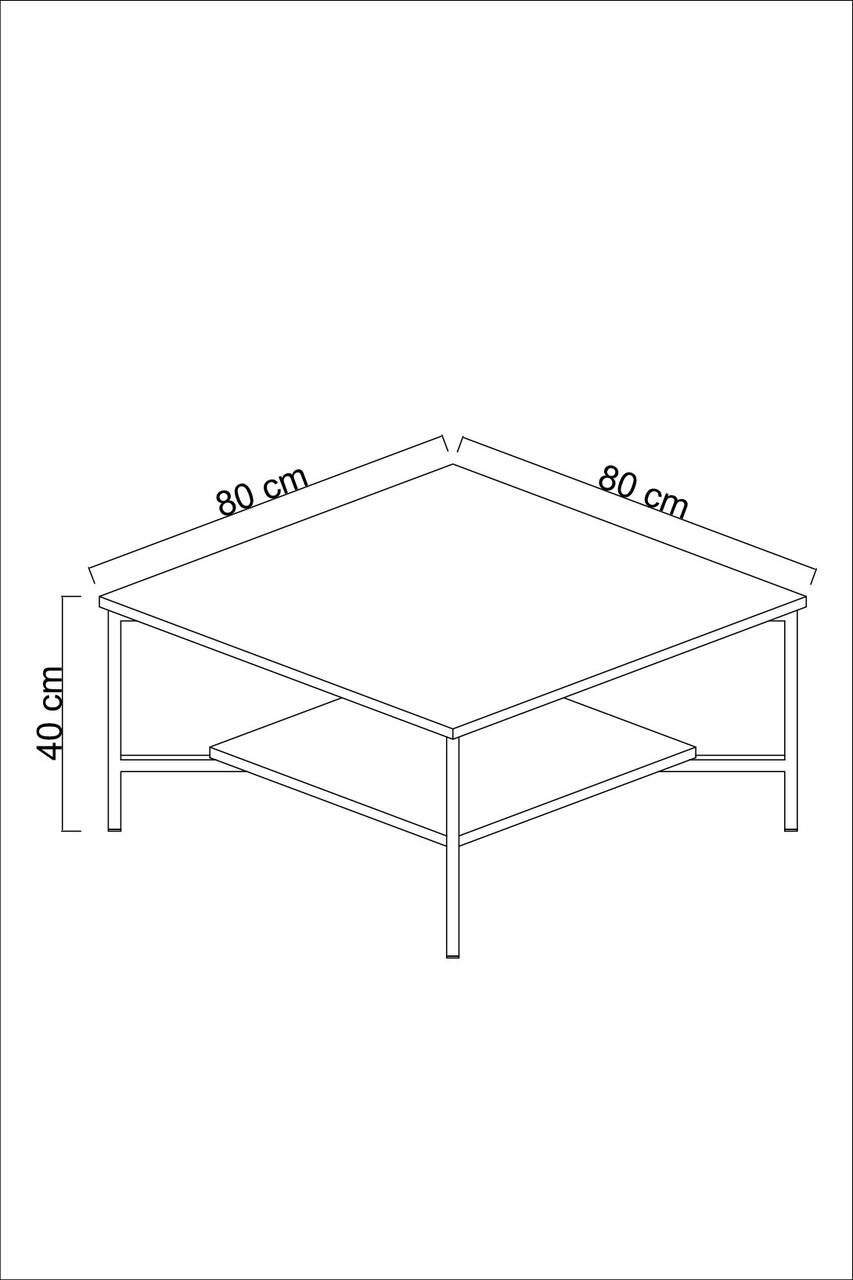Masuta de cafea, Bexley, Black Line, 80x80x40 cm, PAL, Alb/Negru
