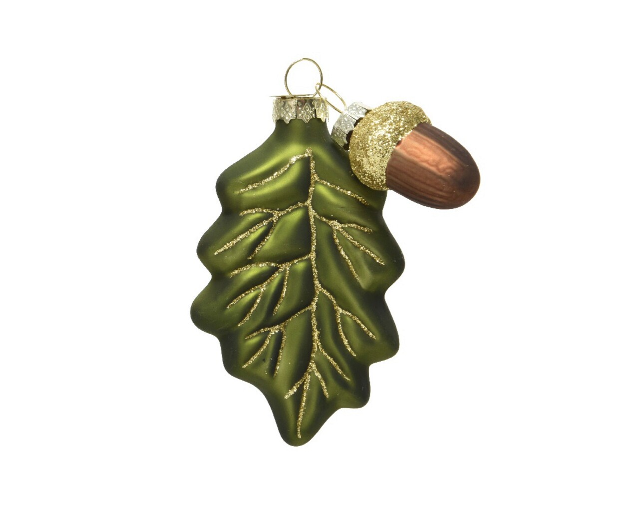 Glob Leaf w acorn, Decoris, 7x2x10.5 cm, sticla, verde