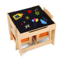 Set birou cu 2 scaune, U-Grow, 61x61x48.3 cm / 28x30x53 cm, MDF, natur