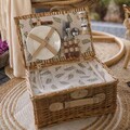 Cos de picnic 2 persoane Lorenzo, Homla, 38x26x18 cm, rachita/inox, natur/verde