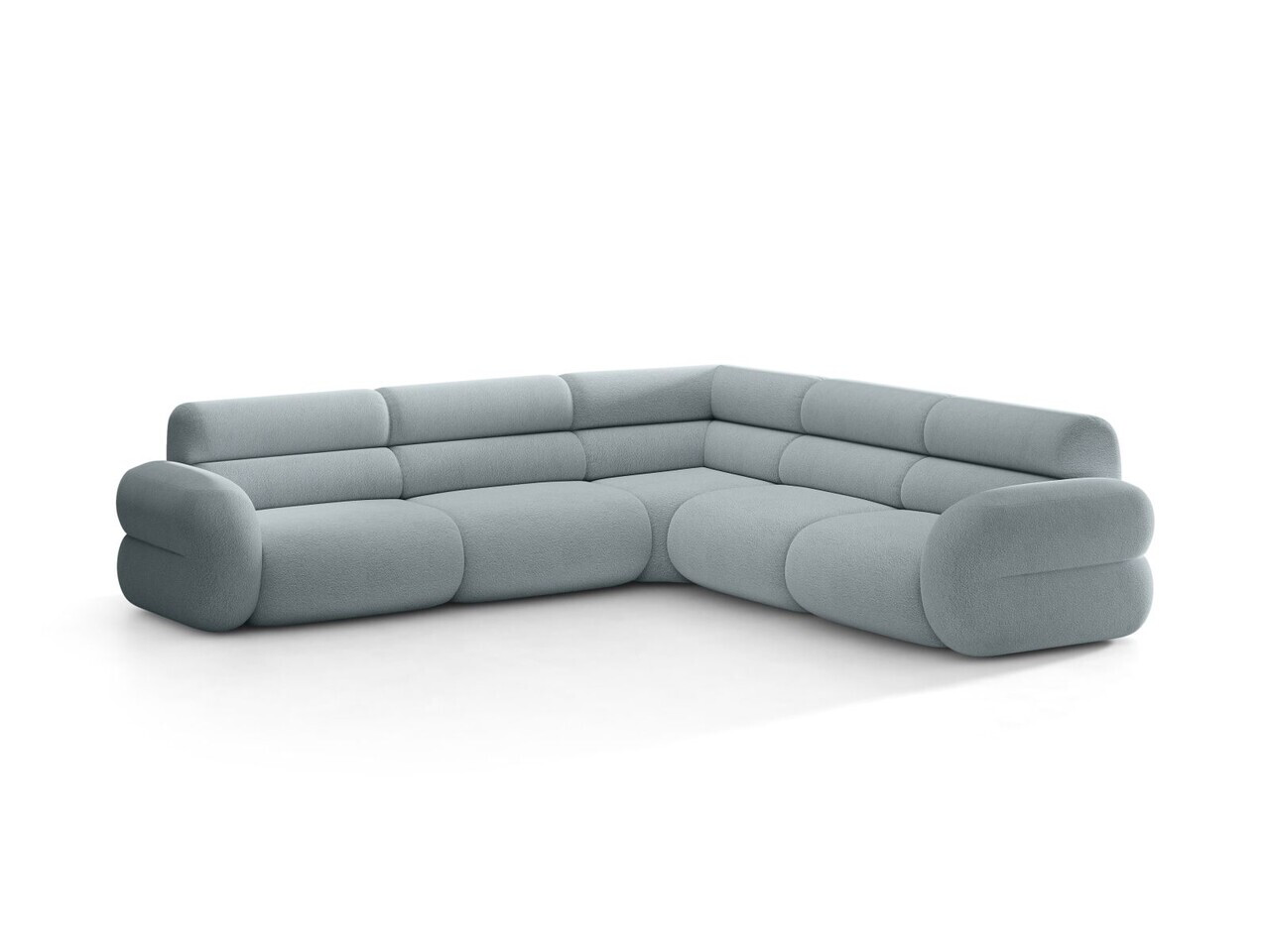 Coltar simetric 7 locuri, Neo, Micadoni Home, 295x295x83 cm, tesatura Boucle, albastru deschis — imaginea 6