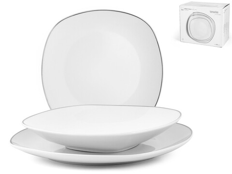 Serviciu de masa 18 piese Platin, Pengo, portelan, alb