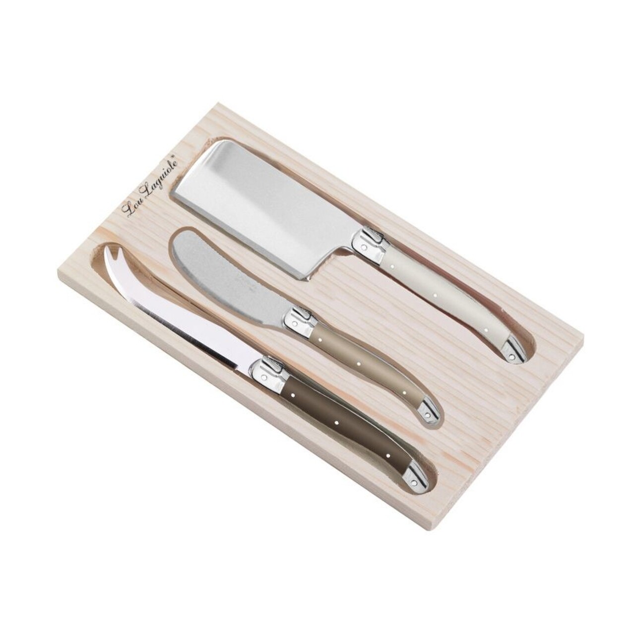 Set 3 Cutite Pentru Branzeturi Cu Suport, Lou Laguiole, Inox/lemn