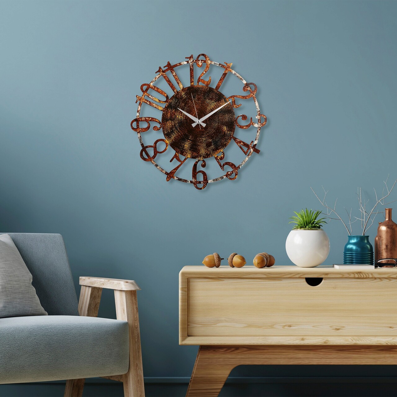 Ceas de perete, Metal Wall Clock 15, Metal, ø48 cm, Multicolor - 1 | YEO