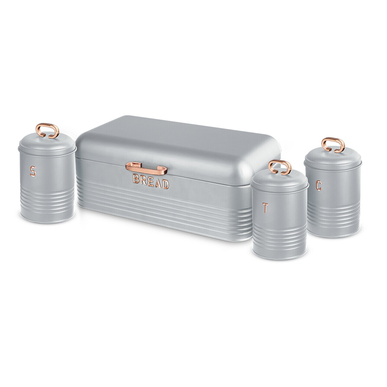 Set cutie pentru paine si 3 recipiente Berlinger Haus, Moonlight, 42.5x23x16 cm, otel carbon, gri - imagine 3