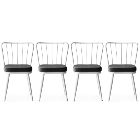 Set scaune (4 bucăți), Nmobb , Yıldız, Metal, Alb alb