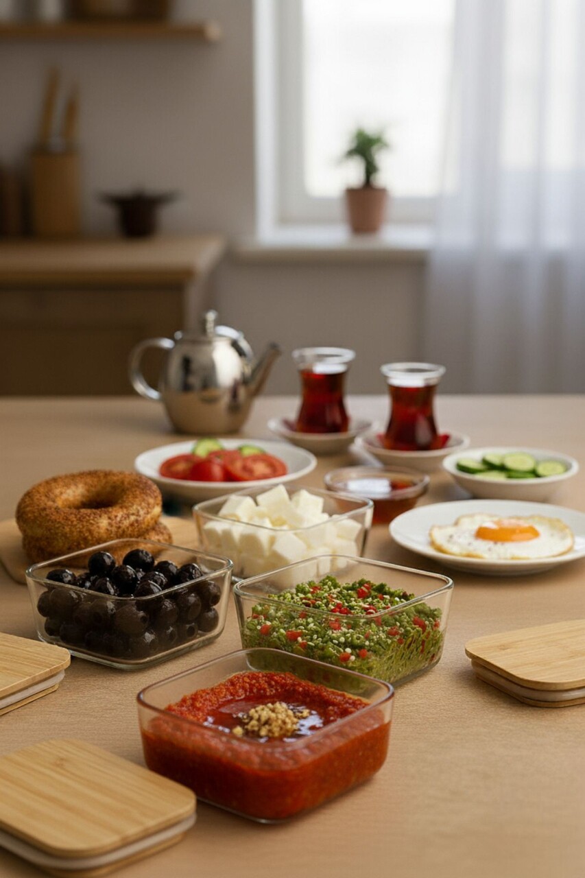 Set recipiente depozitare, Hermia, 409PBH1419, Capac din bambus: (4 bucăți), Transparent - imagine 2