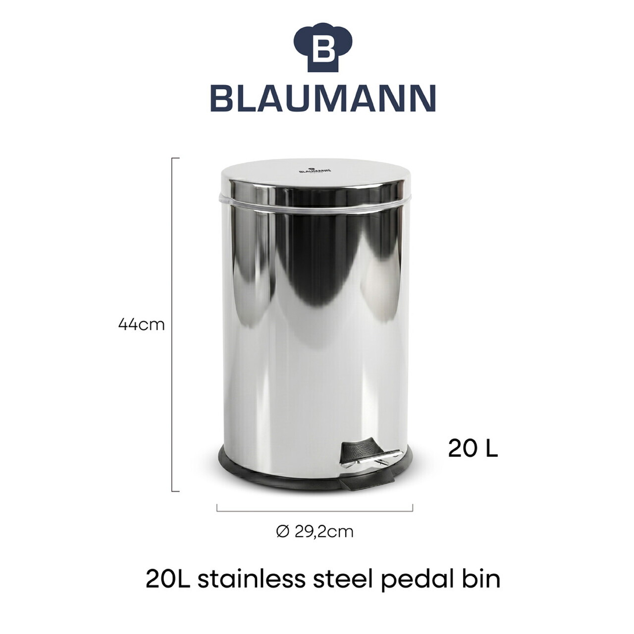 Cos de gunoi cu pedala Blaumann, Accessories, 20L, 29.2x44 cm, inox/plastic, argintiu — imaginea 5