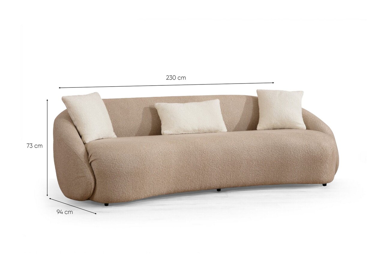 Canapea 3 locuri, Atelier del Sofa, 560ARE5231, Cadru: LEMN/PAL, Cappuccino