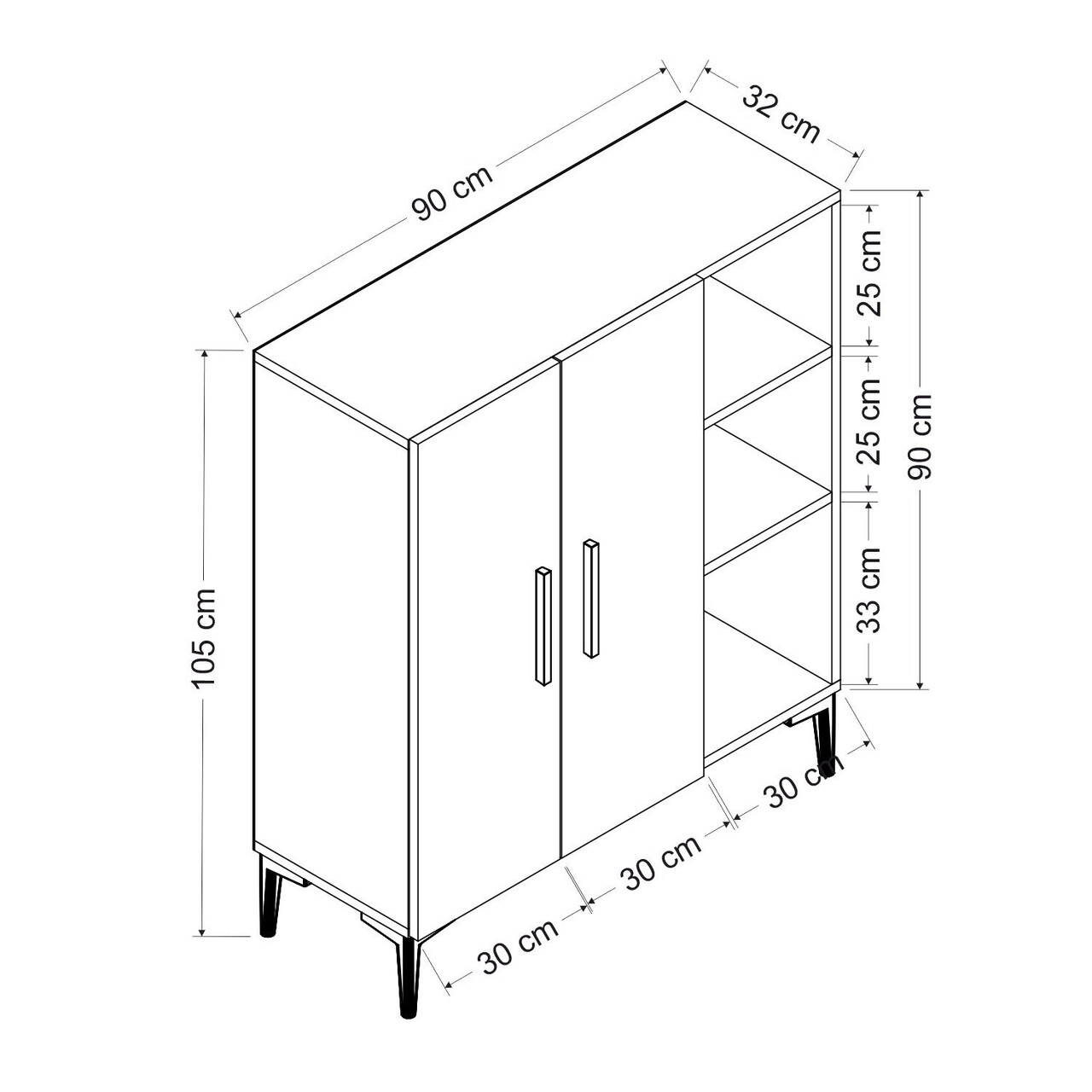 Dulap multifunctional, Olivia, Viva, 90x105x32 cm, PAL, Safir / Alb