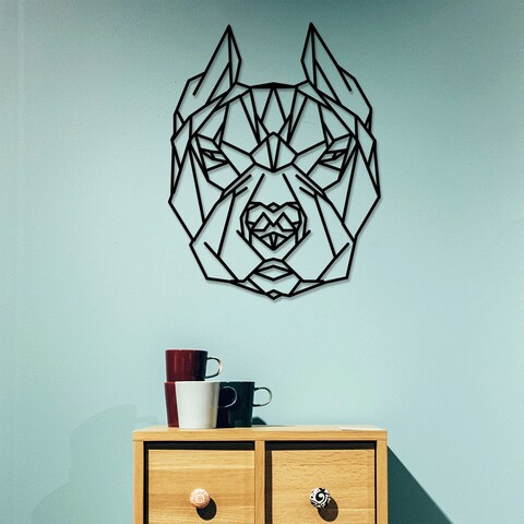 Decoratiune de perete, pit bull, metal, dimensiune: 43 x 56 cm, negru