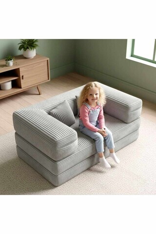 Canapea extensibilă pentru copii, Atelier del Sofa, 326NYR1110, Gri deschis
