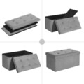 Bancheta cu spatiu pentru depozitare Songmics, 76 x 38 x 38 cm, pliabila, imitatie in/MDF, gri deschis