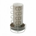 Set 4 cesti cu farfurioare si suport pentru ceai TEA