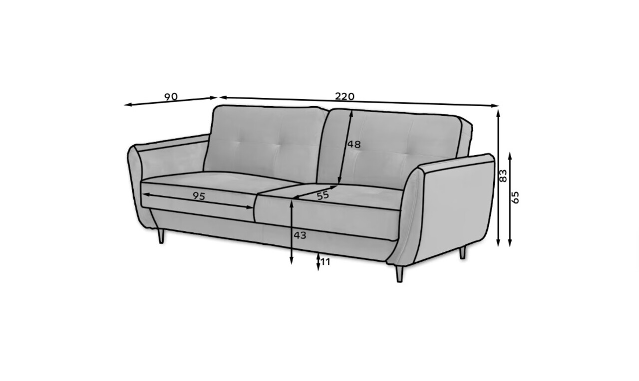 Canapea extensibila 3 locuri ELTAP, SO-BEL-25LO, Bellis, 220x90x83 cm, lemn/poliester, burgundy