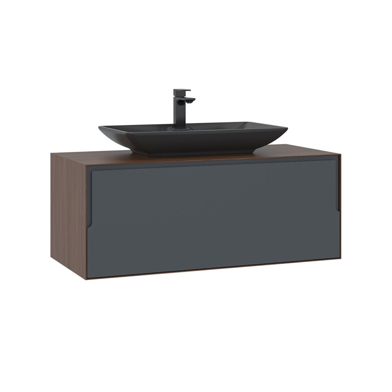 Dulap de baie cu chiuvetă, Hanah Home, Craft 100, Nuc / Antracit — imaginea 5