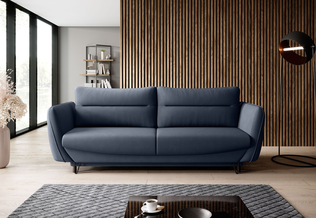 Canapea extensibila 4 locuri ELTAP, SO-SIL-40PO, Silva, 236x95x90 cm, lemn/poliester, albastru