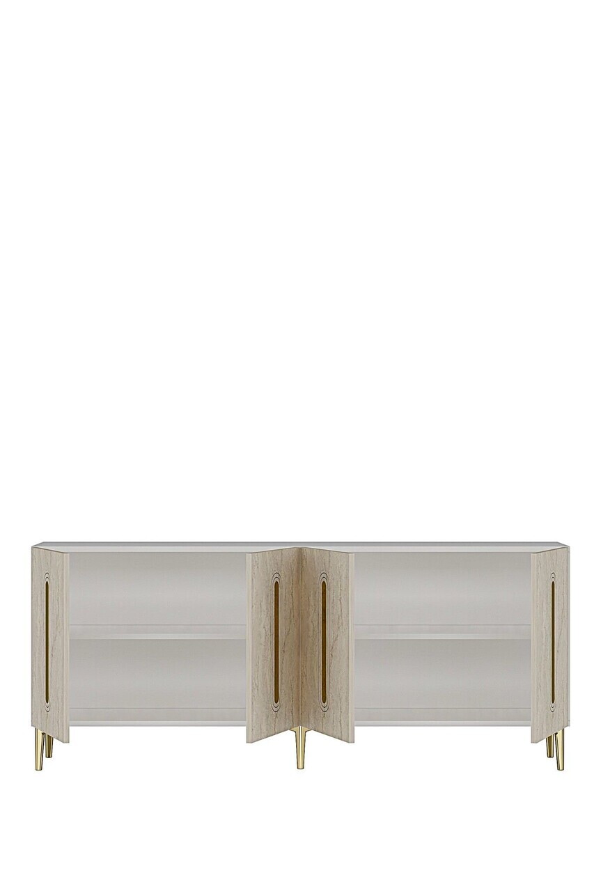 Consola, Hanah Home, Rany 180, 180x75x32 cm, White / Travertine / Gold — imaginea 6