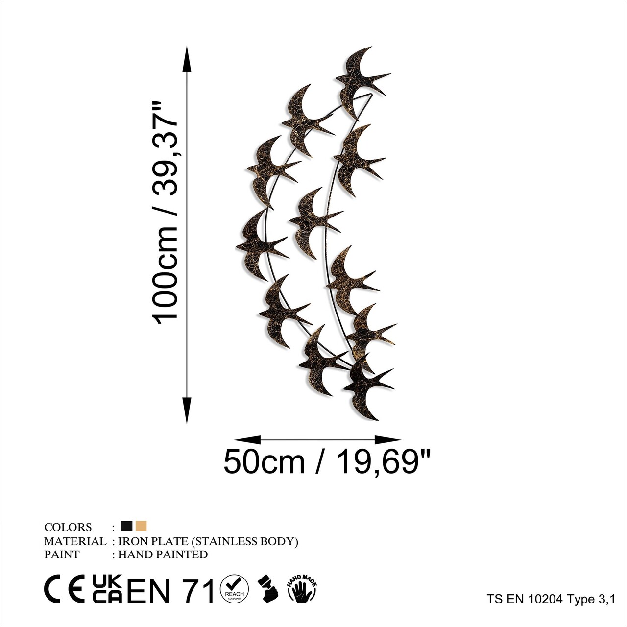 Decoratiune de perete, Flight 3, Dimensiuni: 50 x 100 x 5 cm, Multicolor - view 7