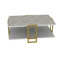Masuta de cafea Polka, Zena Home, 91.5x61.5x36.6 cm, auriu/alb
