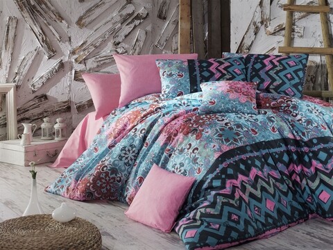 Lenjerie de pat pentru o persoana ebruli, nazenin home, 3 piese, 160x225 cm, amestec bumbac, multicolor