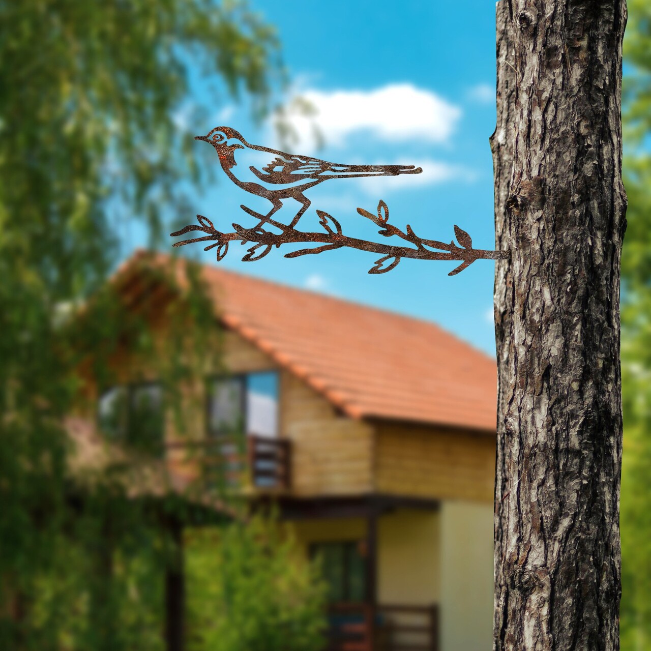 Obiect decorativ de grădină, Bird On The Branch 05, 50x20 cm, Maro - view 3