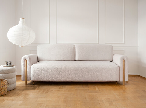 Canapea extensibila 3 locuri, ELTAP, SO-ARC-OA-18JAF, Arcadova, 244x97x97 cm, lemn/poliester, bej/stejar
