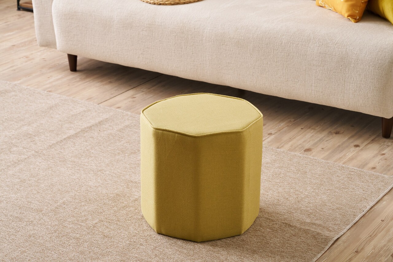 Taburet, Atelier del Sofa, 825BLC5161, Lemn, Galben - view 2