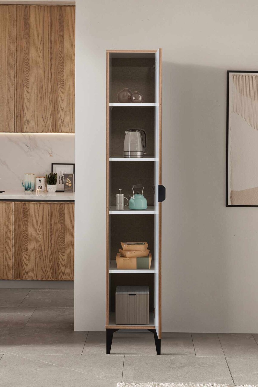 Dulap multifunctional, Hanah Home, Arden Single Door, 35x190x37 cm, Alb - imagine 6