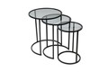 Set masute 3 piese, Caliente, Alya, Sticla temperata, Negru