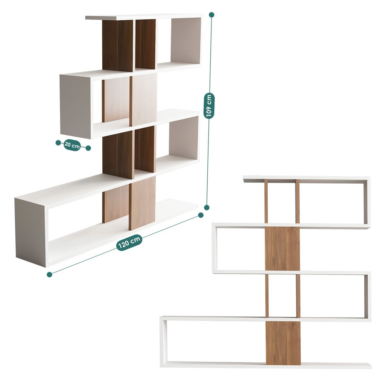 Corp biblioteca, Elegance, Karlin, 120x109x20 cm, Alb/Maro